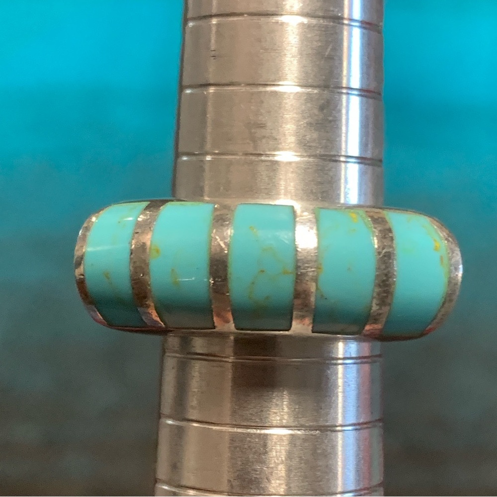 Vintage Turquoise Channel Inlay Bar Ring